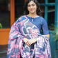 Blue Vibrant Petals printed 2 Piece Silk Blend Kurta with Dupatta