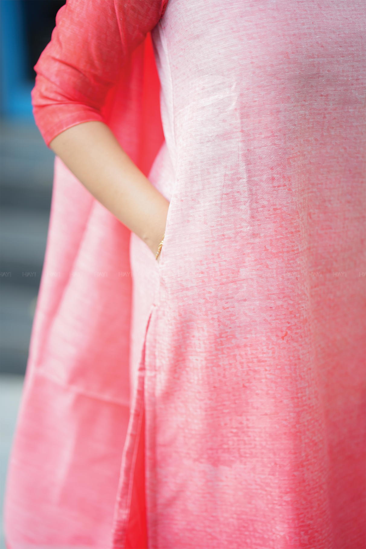 Red Sailor's Sunset printed 2 Piece Chanderi Blend Kurta with Dupatta