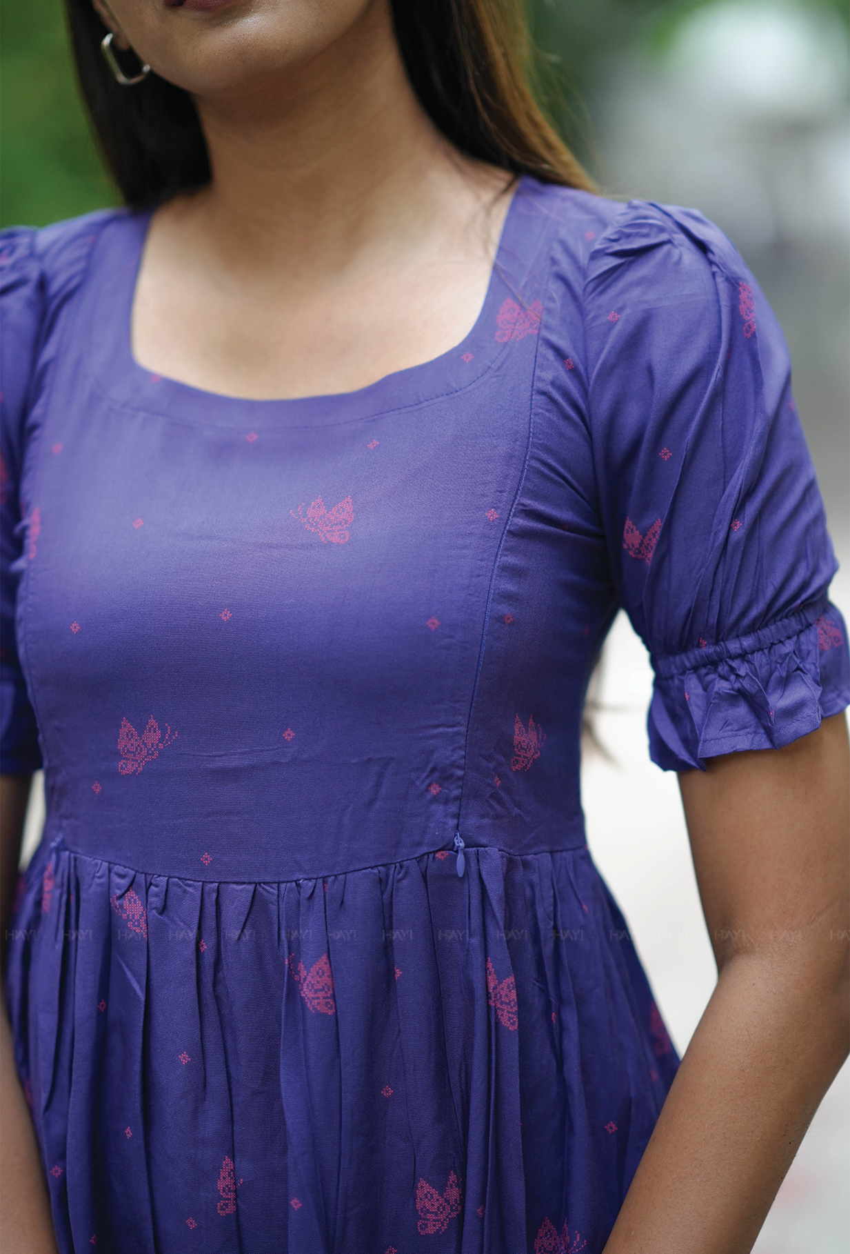 Vintage Wingcraft Violet Printed Maternity and Feeding dress