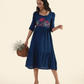 Charming Navy Whispering Toucan with Embroidery Dress