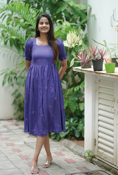 Vintage Wingcraft Violet Printed Maternity and Feeding dress