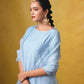 Aura Light Blue Suit Set with Hand Embroidery and Organza Dupatta