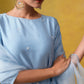 Aura Light Blue Suit Set with Hand Embroidery and Organza Dupatta