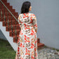 Beige Meticulous Abstract Viscose Printed A-line Dress