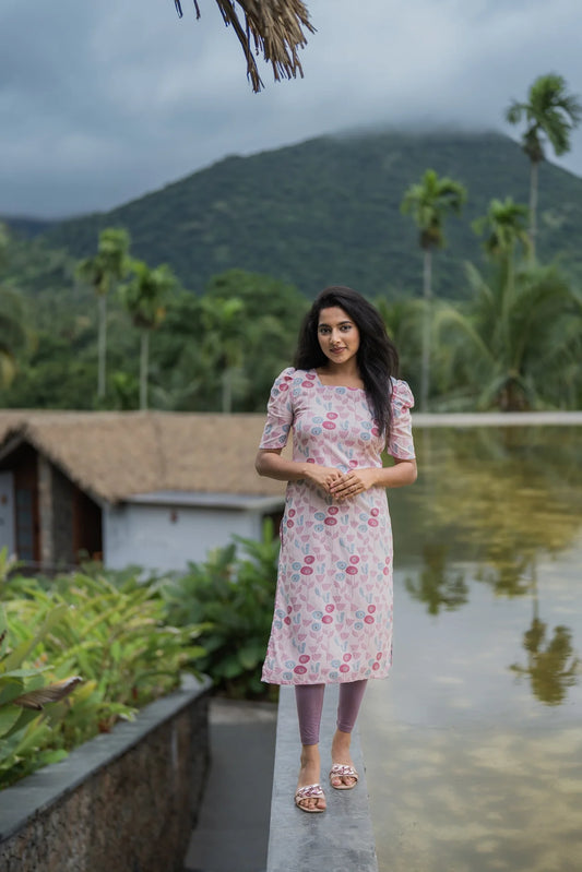 Bloomin Pink Viscose Printed Kurta