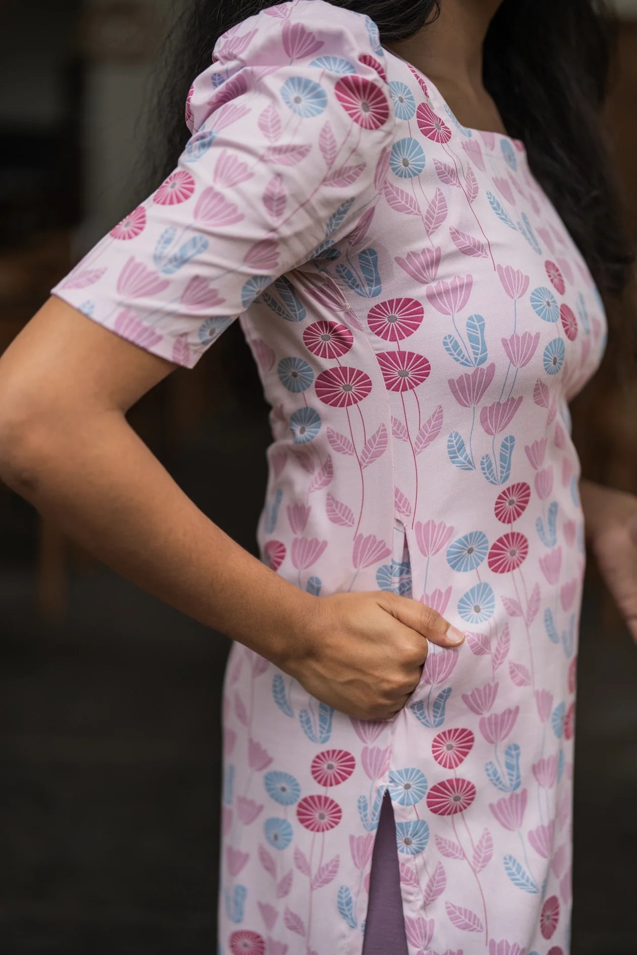 Bloomin Pink Viscose Printed Kurta