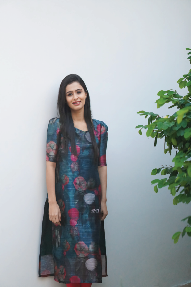 Blue Bloom Bounge Silk Slub Kurta