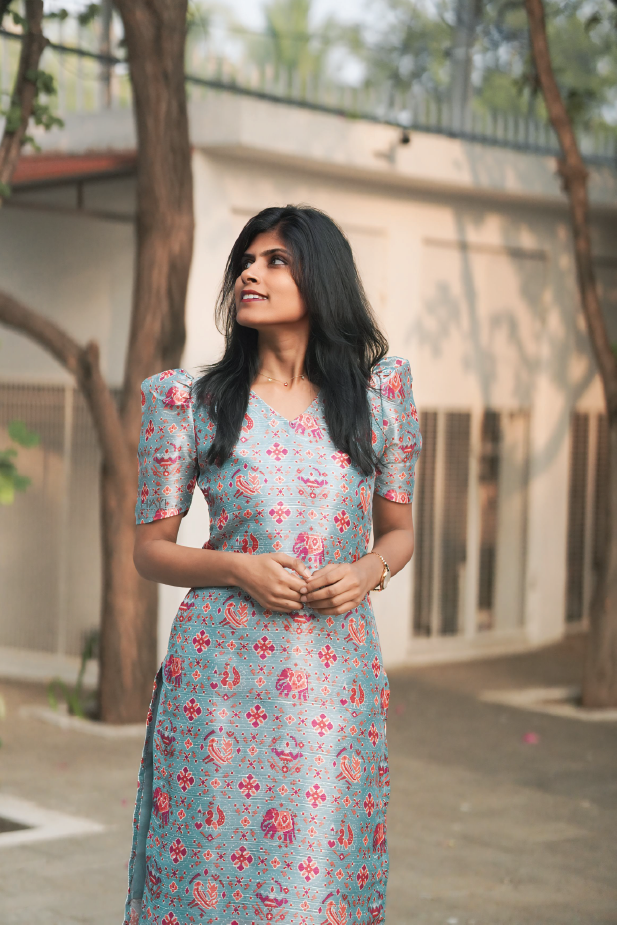 Blue Sapphire Silk Slub Kurta