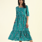 Green Harmony Teal Printed Maternity and feeding dress