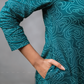 Teal Knot in Space Viscose Printed Kurta