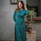 Teal Knot in Space Viscose Printed Kurta