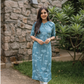 Coral Blue Island Viscose Printed Kurta