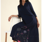 Flowering Nights Navy with embroidery Maternity and feeding dress