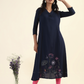 Flowering Nights Navy with embroidery Maternity and feeding dress